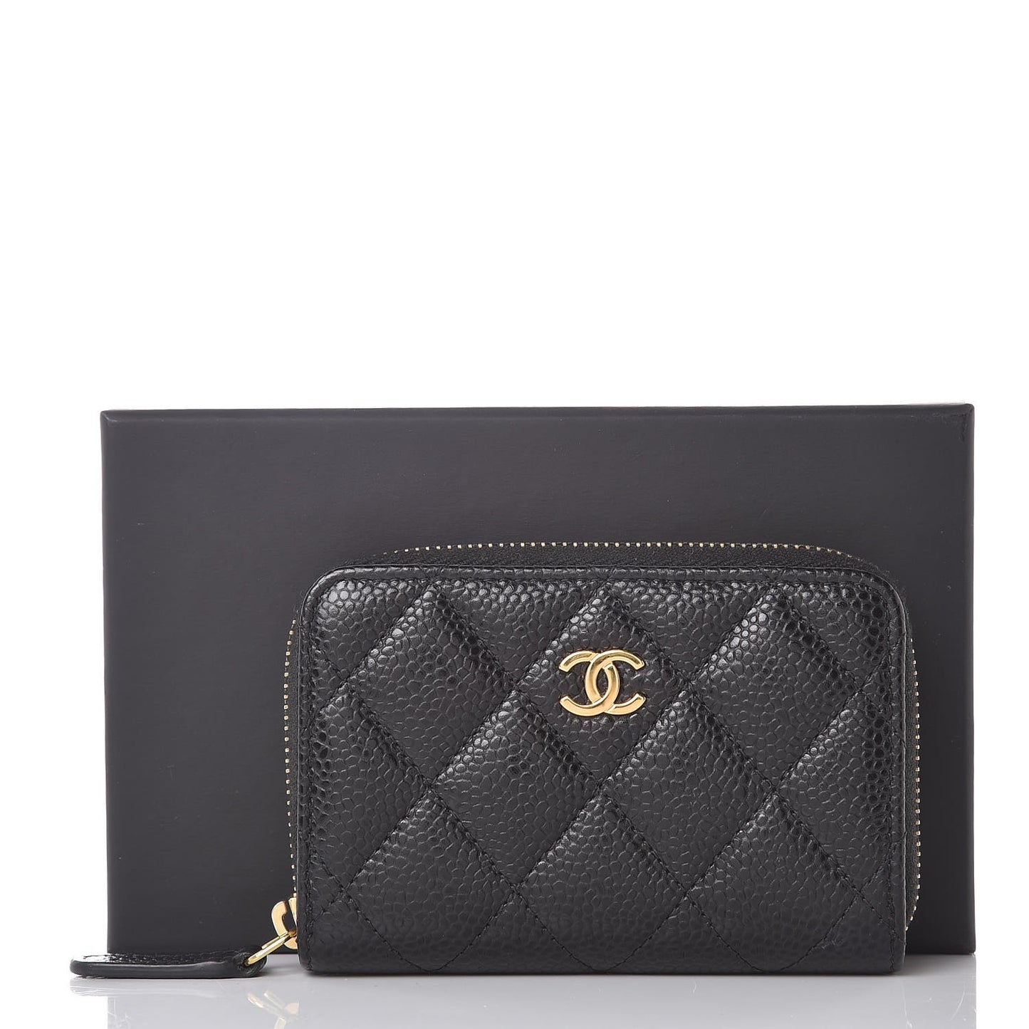 Caviar Quilted Zip Coin Purse Black