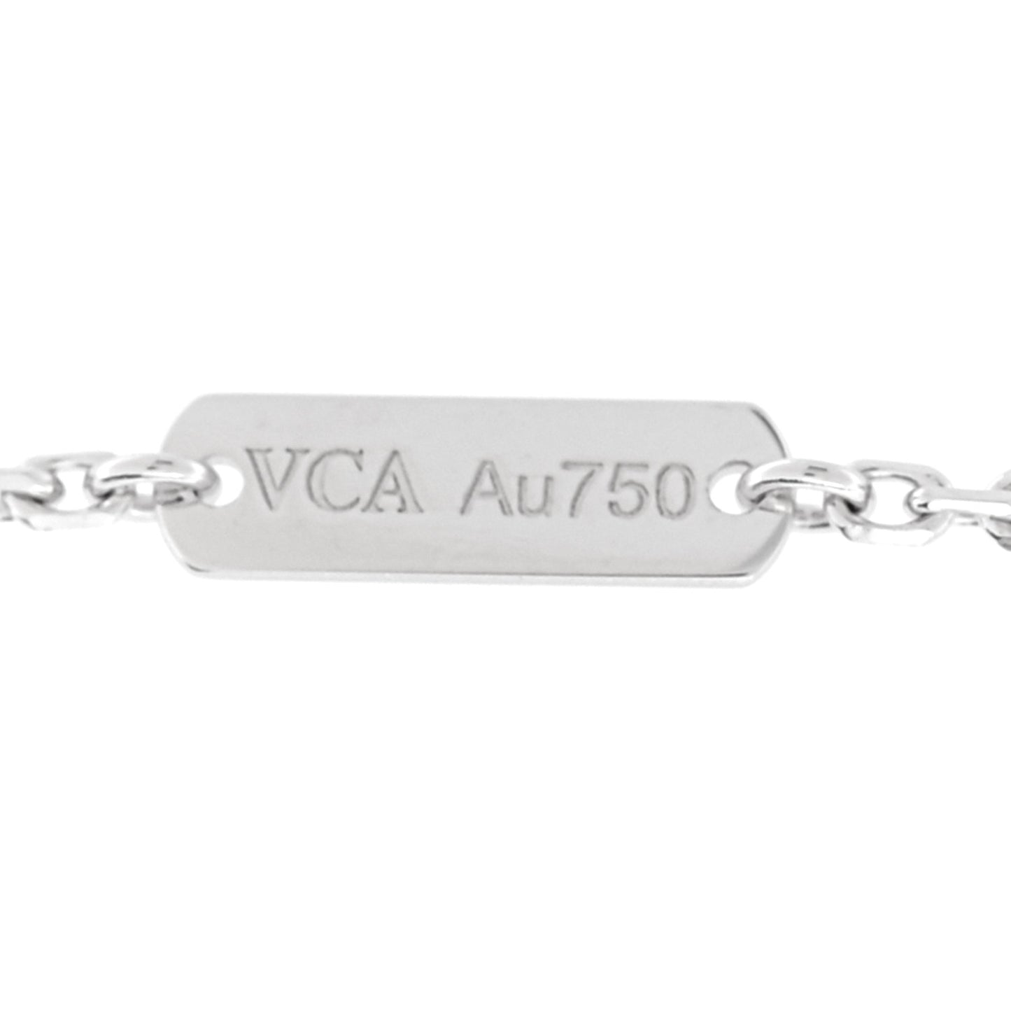 18K White Gold Diamond Celadon Green Sevres Porcelain Vintage Alhambra Pendant Necklace
