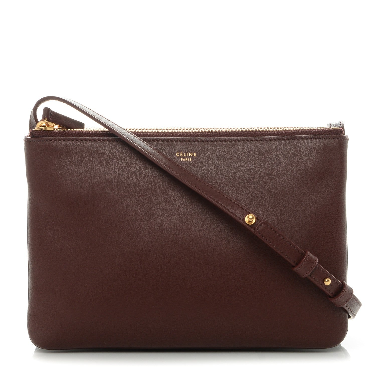 Celine Smooth Lambskin Small Trio Crossbody Bag Burgundy 1 of 7