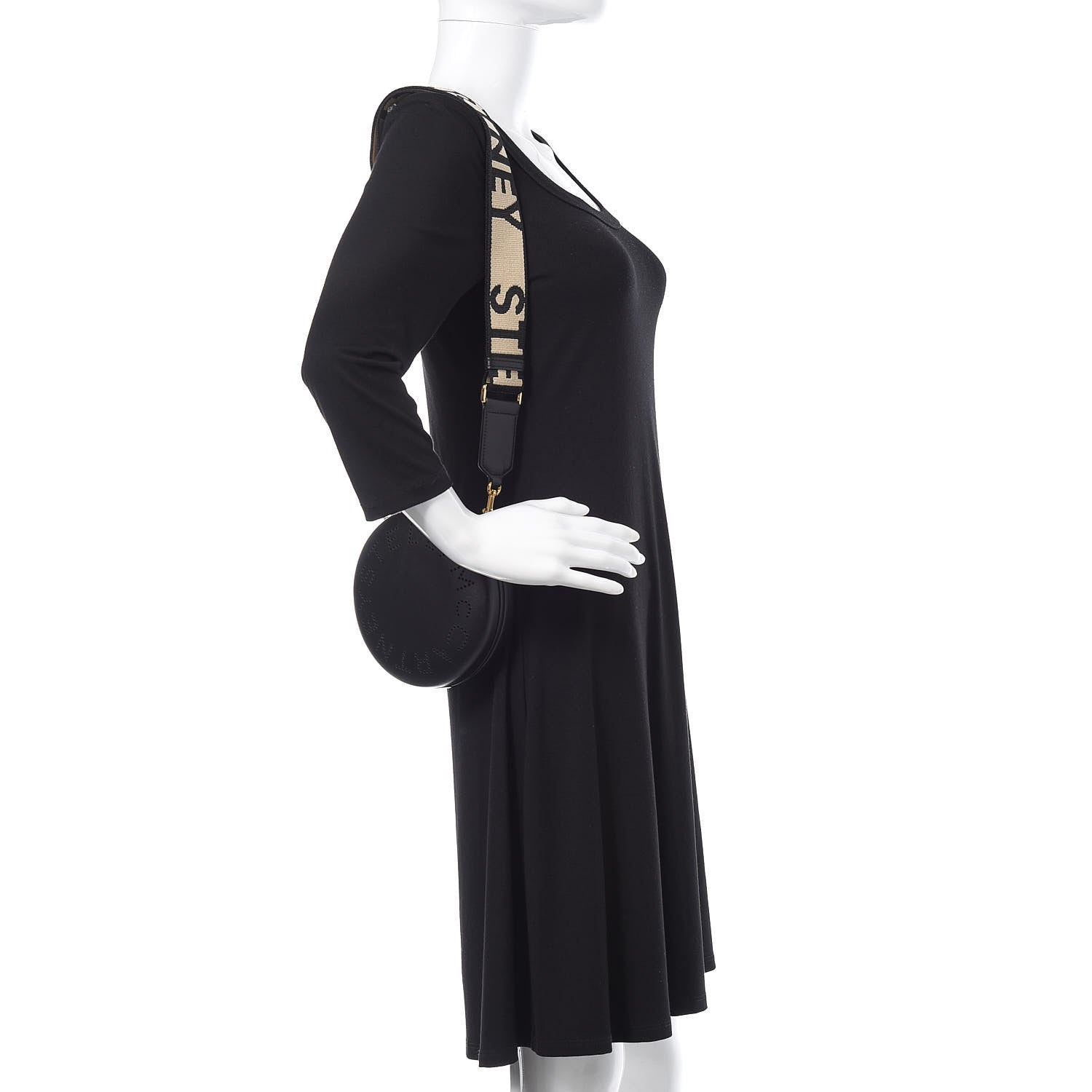 Stella McCartney Eco Alter Nappa Perforated Mini Round Logo Black 2 of 9