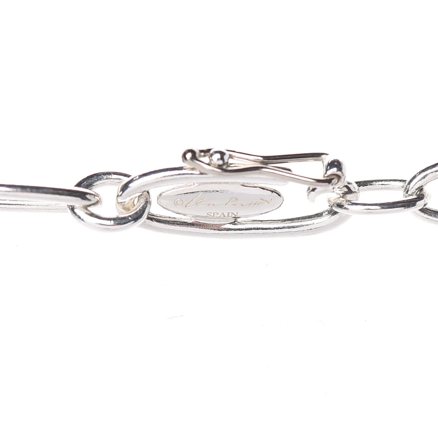 Sterling Silver 35mm Elsa Peretti Open Heart Link Pendant Necklace