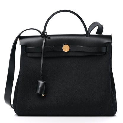 Hermes Military Toile Vache Hunter Herbag Zip PM 31 Black 4 of 12
