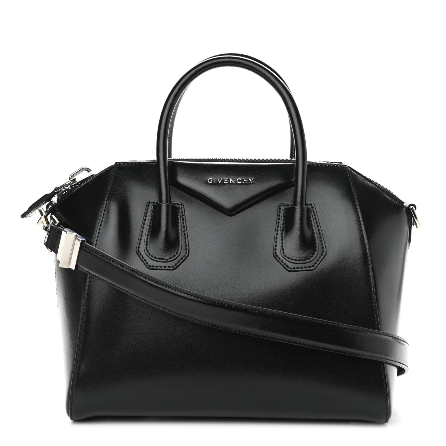 Shiny Lord Calfskin Small Antigona Black