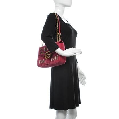Gucci Velvet Matelasse Blind for Love Embroidered Medium GG Marmont Shoulder Bag Light Raspberry Rose Multicolor 2 of 11