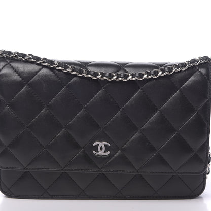Chanel Lambskin Quilted Wallet On Chain WOC Black 13 of 16