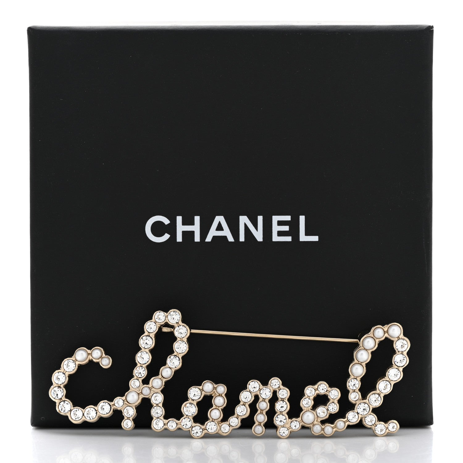 Chanel Metal Glass Swirling Pearls Brooch Pin Gold 5 of 5