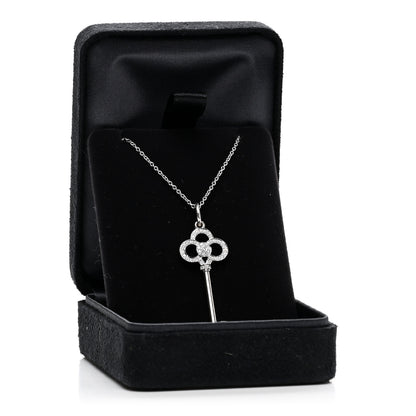 Tiffany 18K White Gold Diamond Crown Key Pendant Necklace 5 of 5