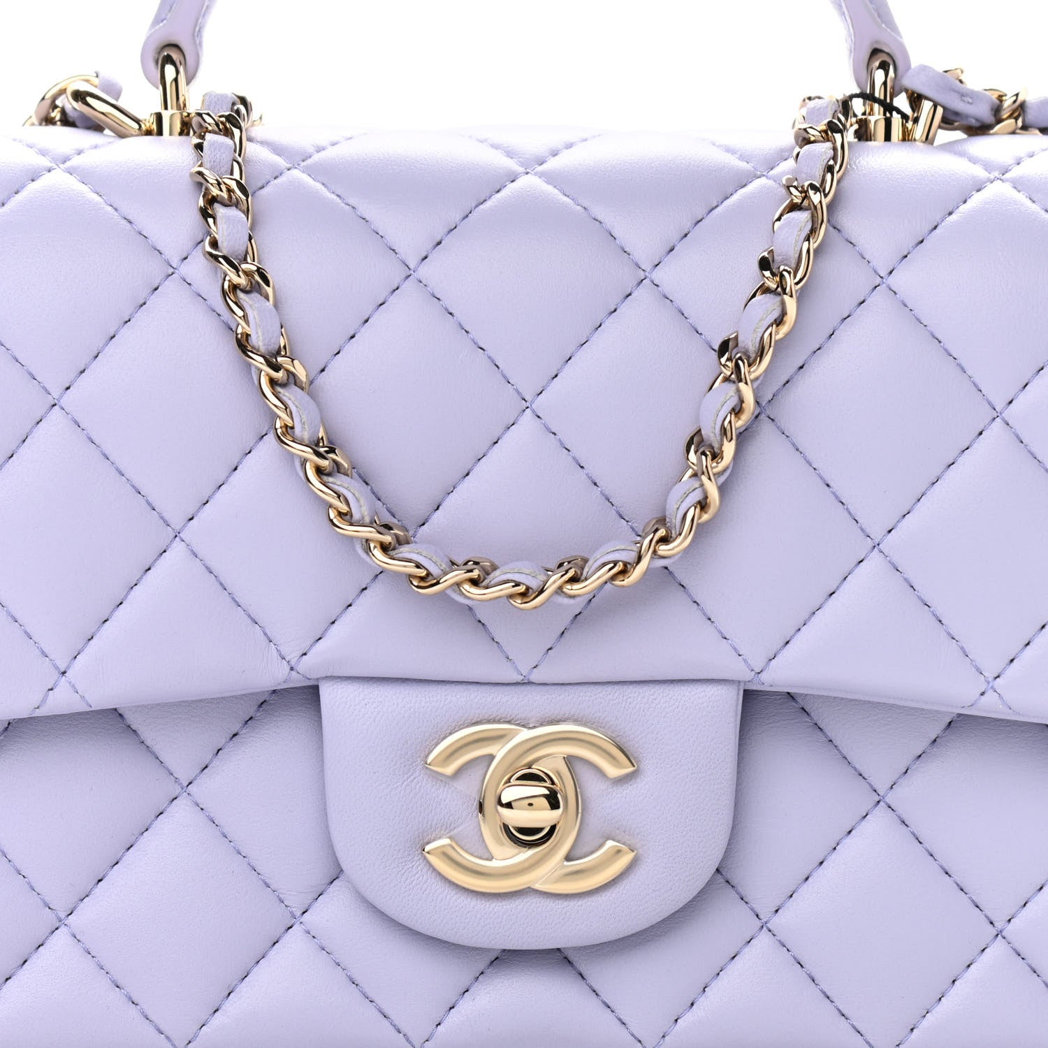 Chanel Lambskin Quilted Mini Top Handle Rectangular Flap Light Purple 8 of 11