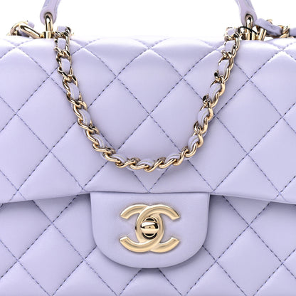 Chanel Lambskin Quilted Mini Top Handle Rectangular Flap Light Purple 8 of 11