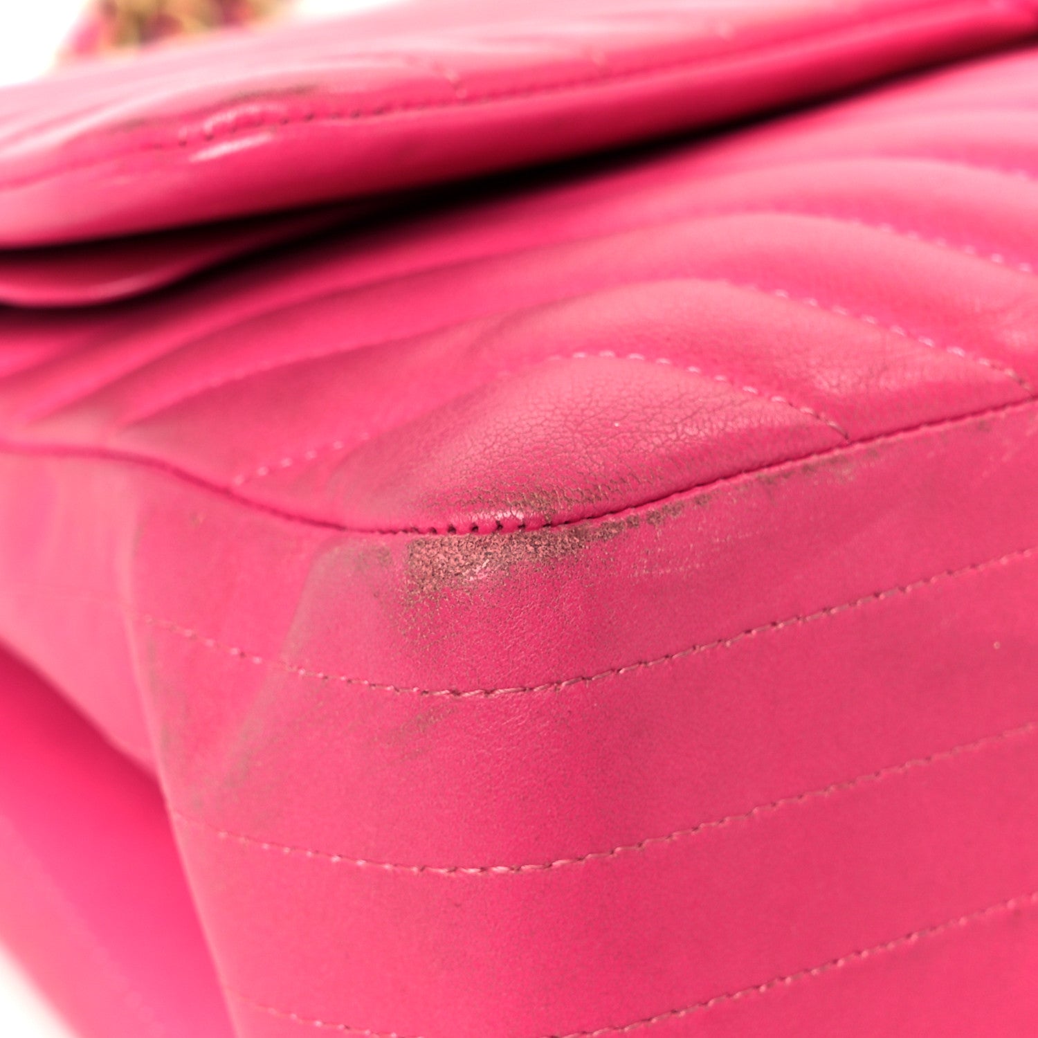 Chanel Lambskin Chevron Quilted Jumbo Double Flap Dark Pink 13 of 13