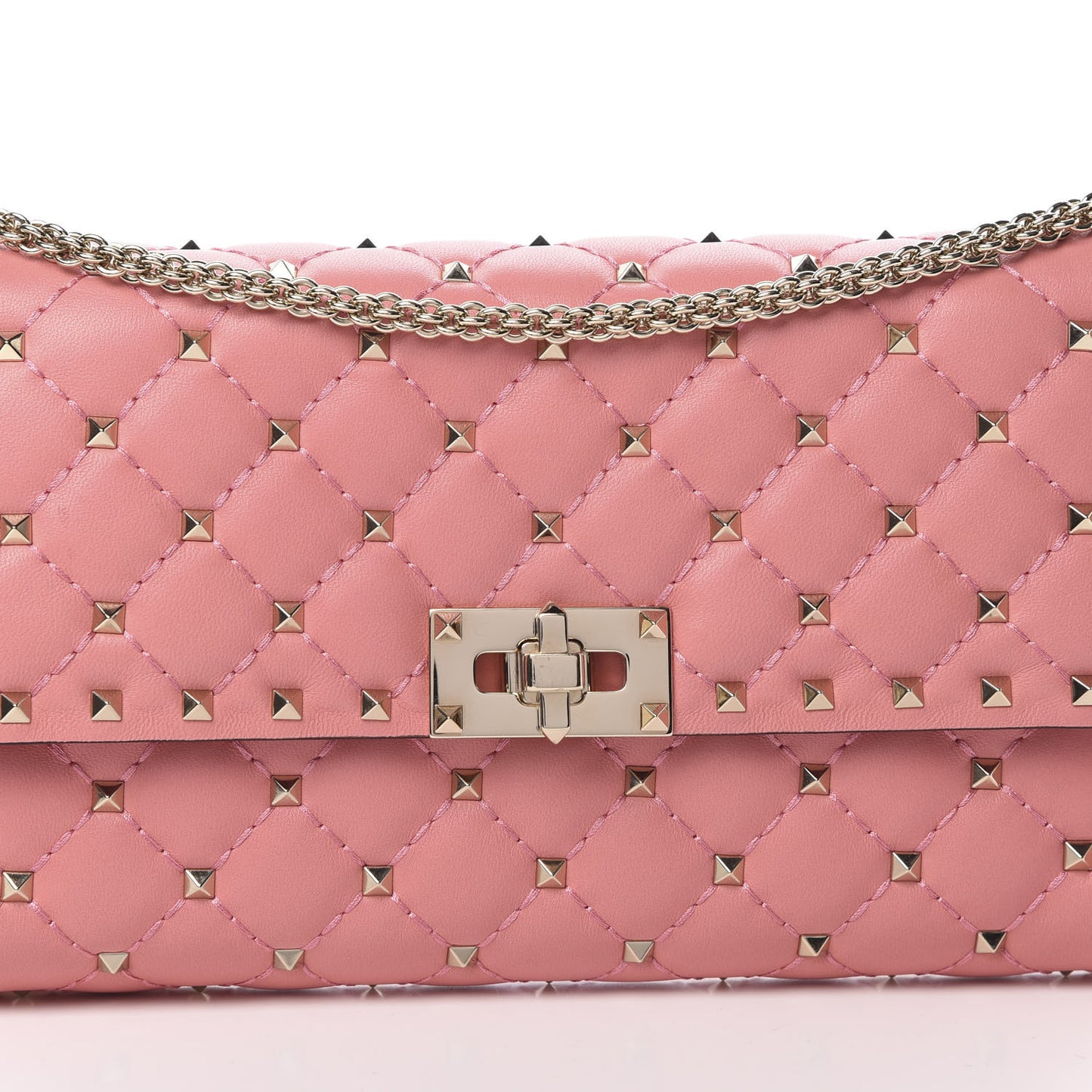 Nappa Rockstud Spike Wallet On Chain Paradise Rose