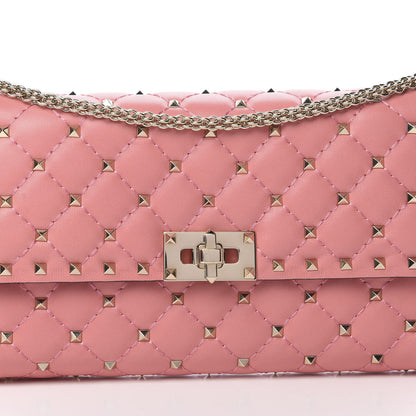 Valentino Garavani Nappa Rockstud Spike Wallet On Chain Paradise Rose 8 of 12