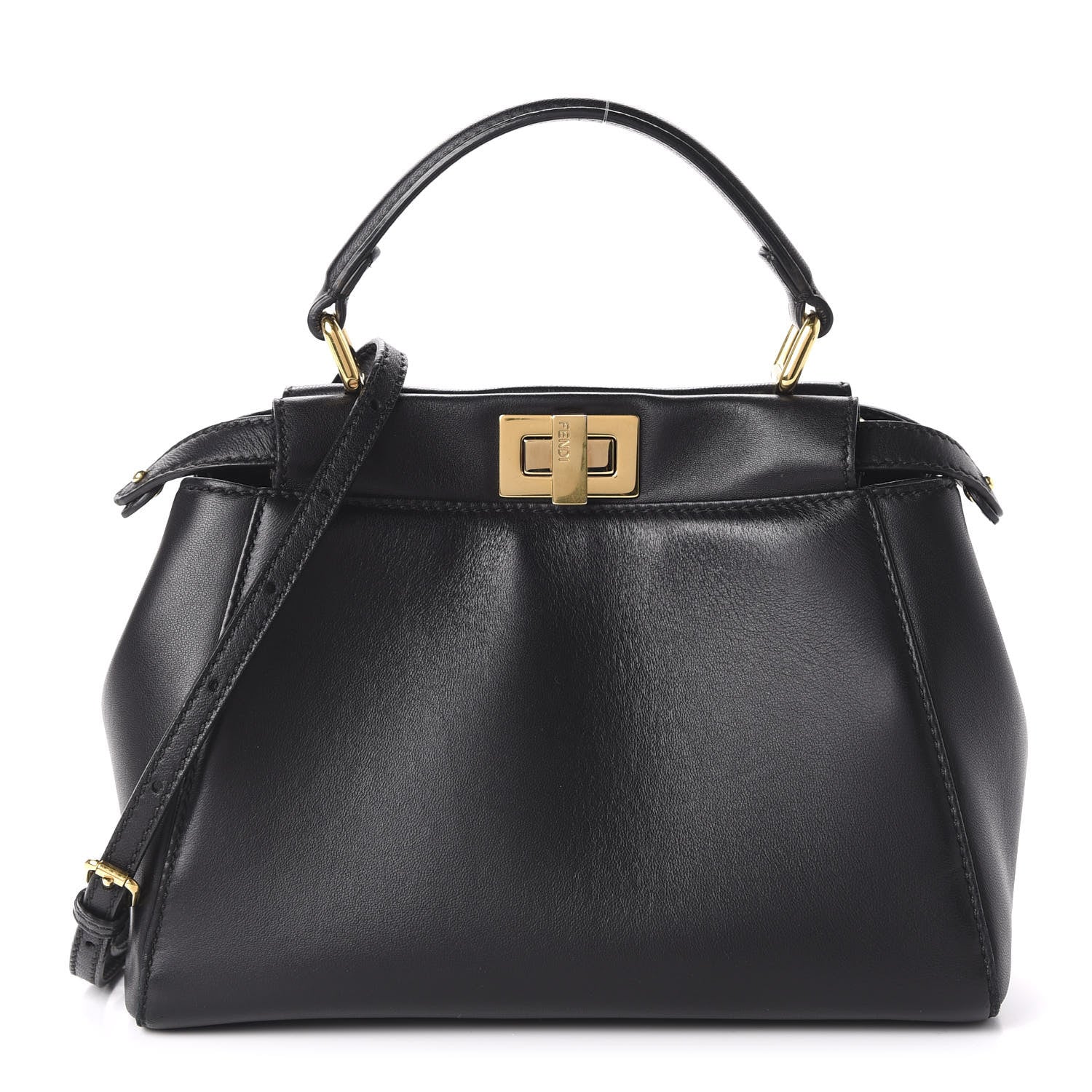 Fendi Nappa Mini Peekaboo Iconic Satchel Black 1 of 7