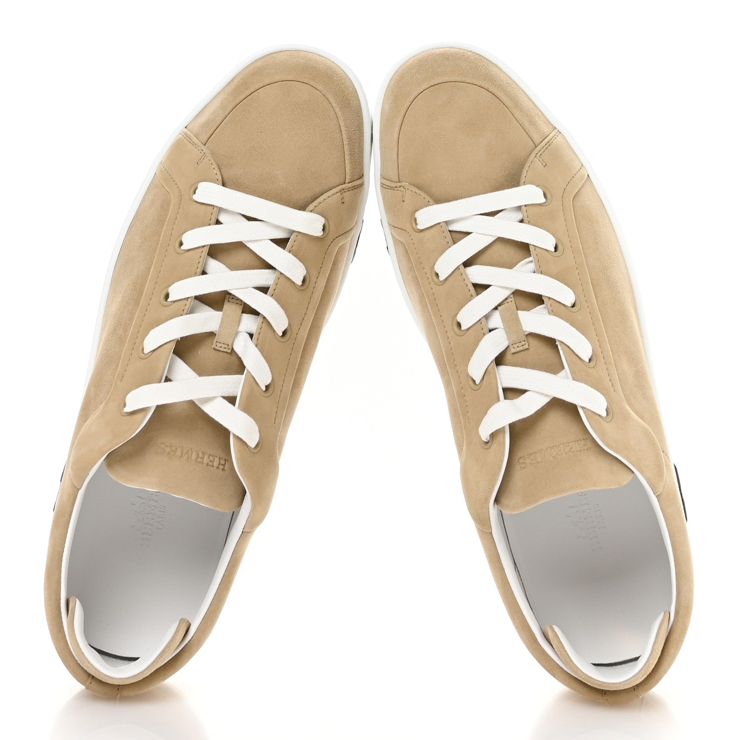 Hermes Suede Goatskin Mens Kid Sneakers 43 Kraft 2 of 9