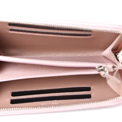Chanel Goatskin Camellia Embossed Medium Zip Around Wallet Light Pink 4 of 8