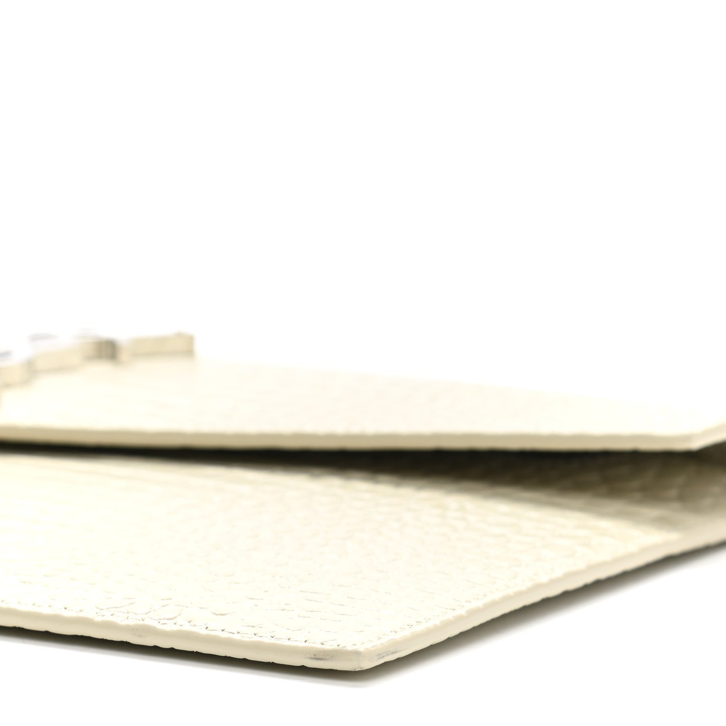 Calfskin Crocodile Embossed Uptown Monogram Pouch Crema Soft