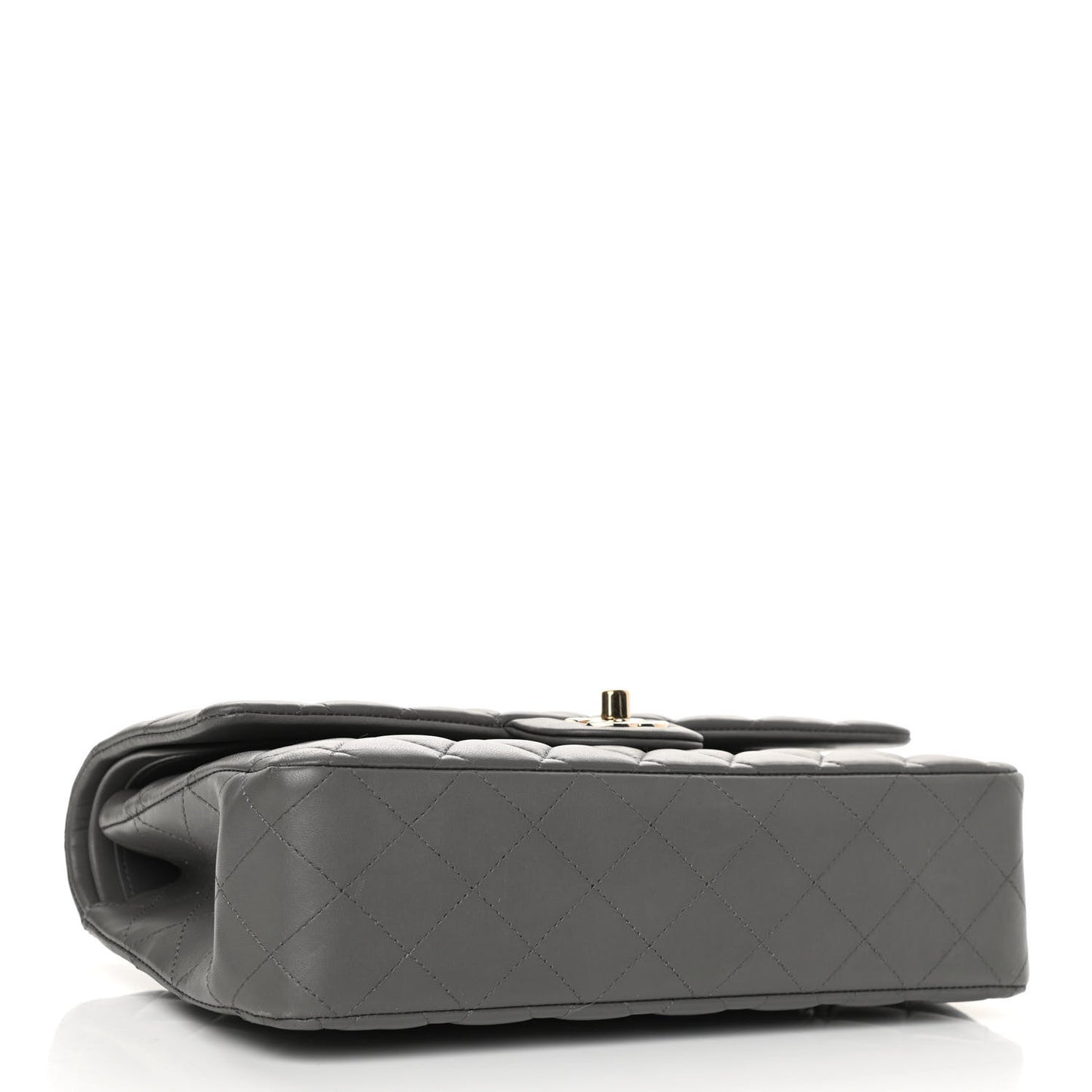 Lambskin Quilted Medium Double Flap Dark Grey