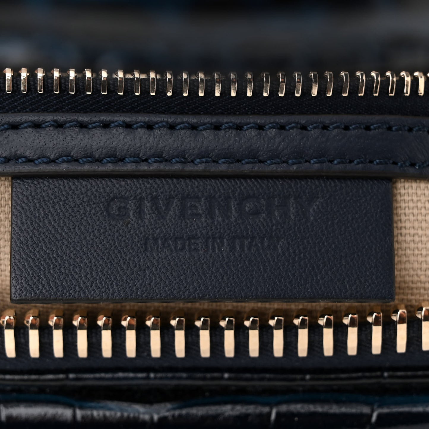 Calfskin Crocodile Embossed Small Antigona Navy