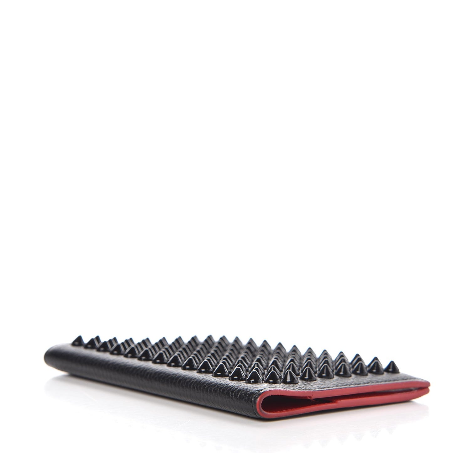 Calfskin Studded Loubipass Passport Holder Black