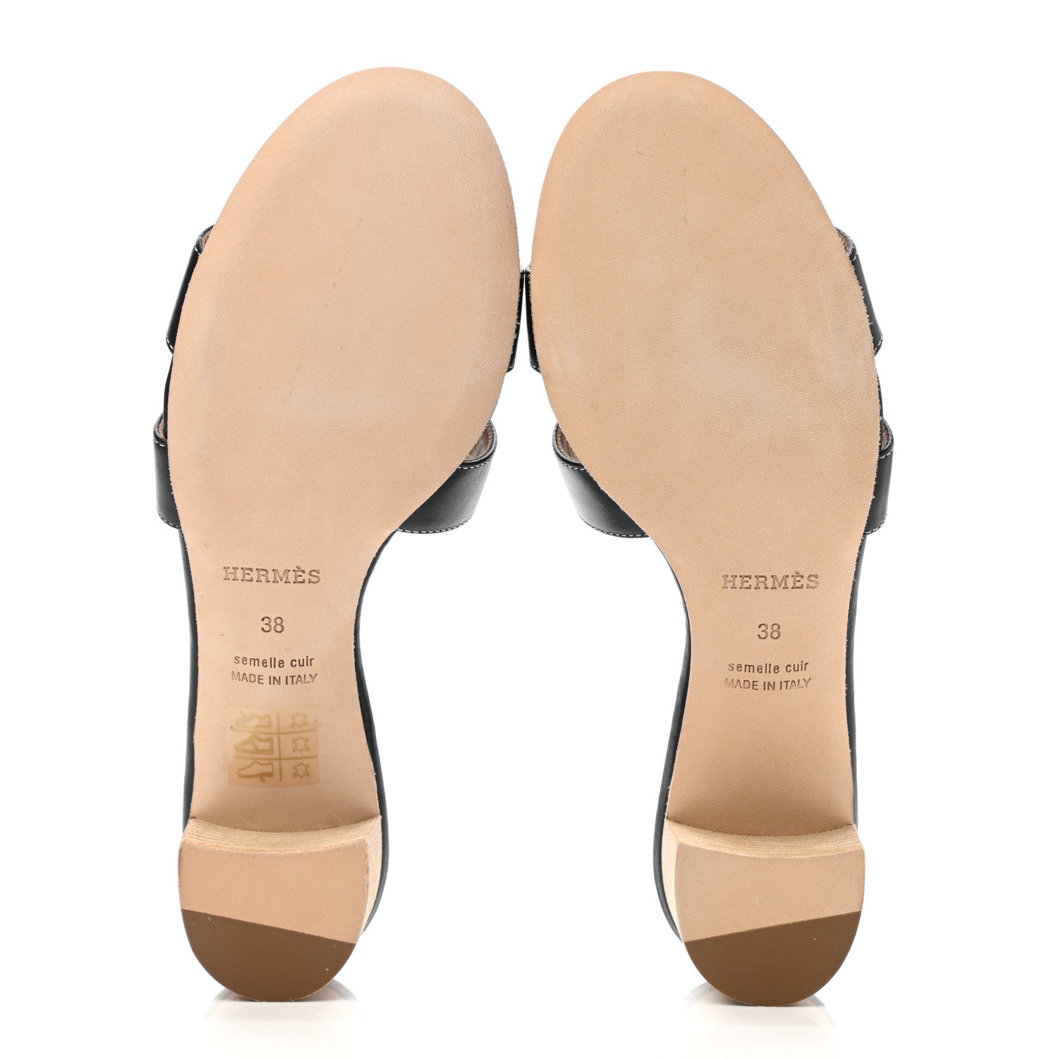 Hermes Calfskin Oasis Sandals 38 Black 5 of 9