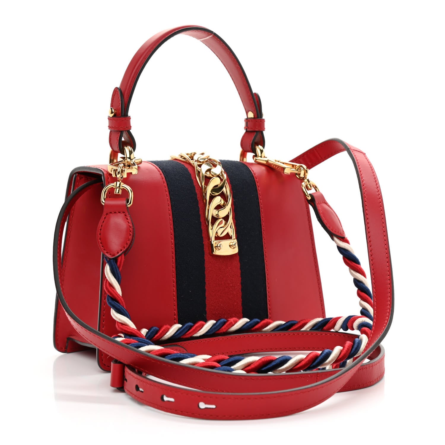 Gucci Calfskin Mini Sylvie Top Handle Bag Hibiscus Red 3 of 12