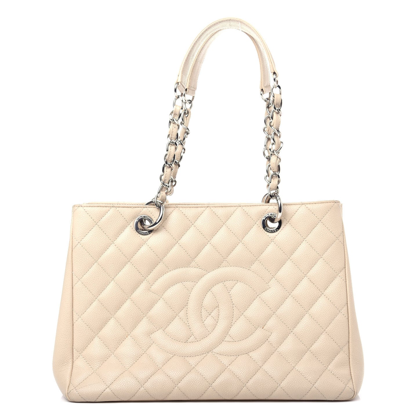 Caviar Quilted Grand Shopping Tote GST Beige Clair