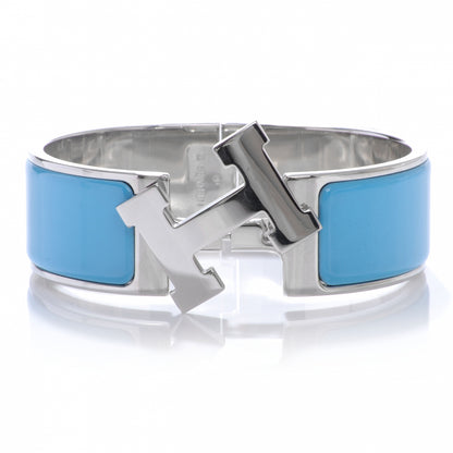 Hermes Enamel Wide Clic Clac H Bracelet GM Bleu Azure 3 of 9
