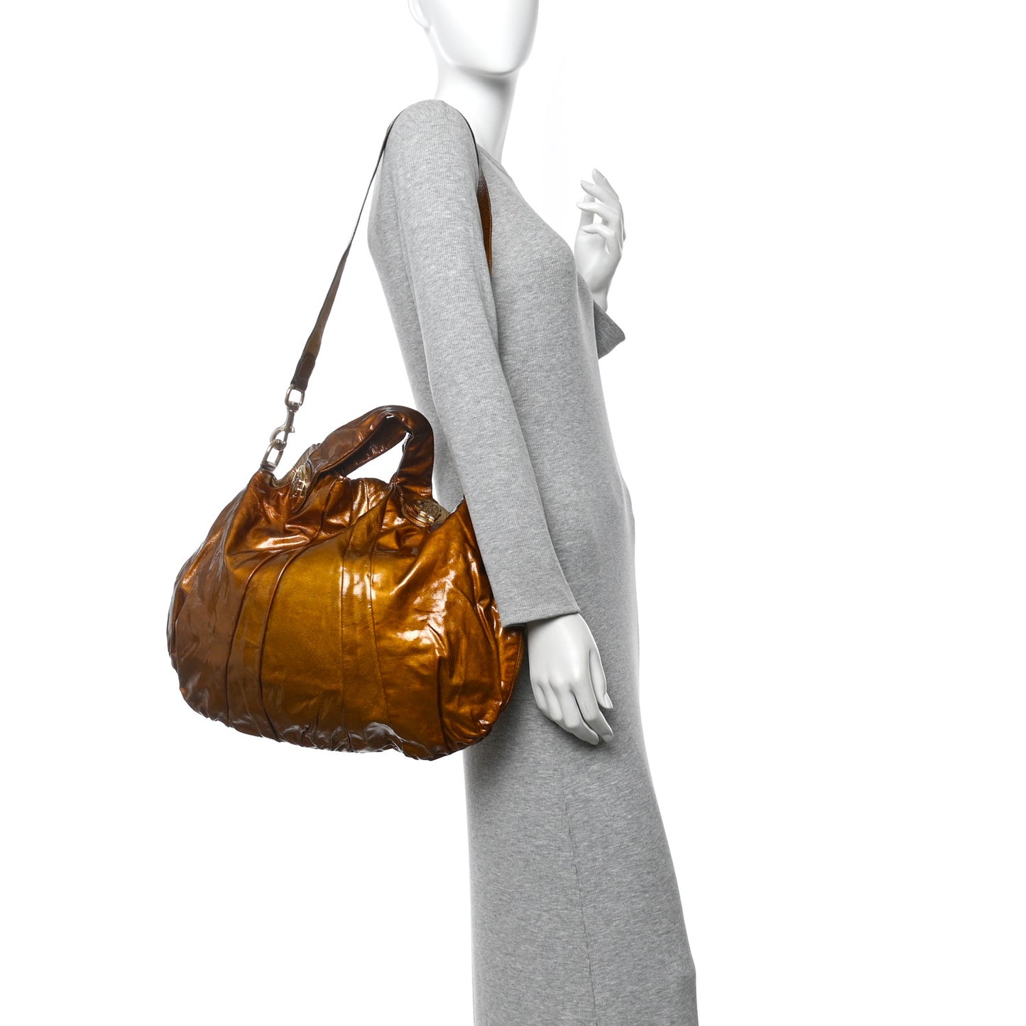 Patent Medium Hysteria Top Handle Bag Gold