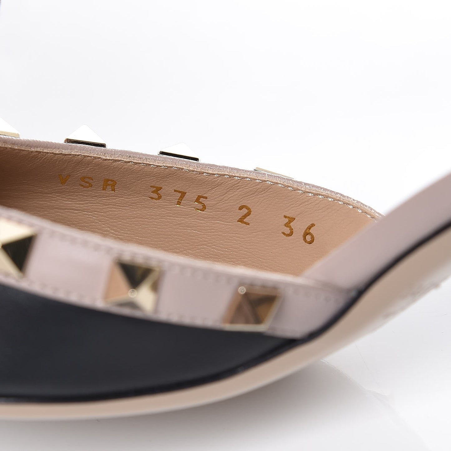 Calfskin Nappa Rockstud Ankle Strap 65mm Pumps 36 Black Poudre