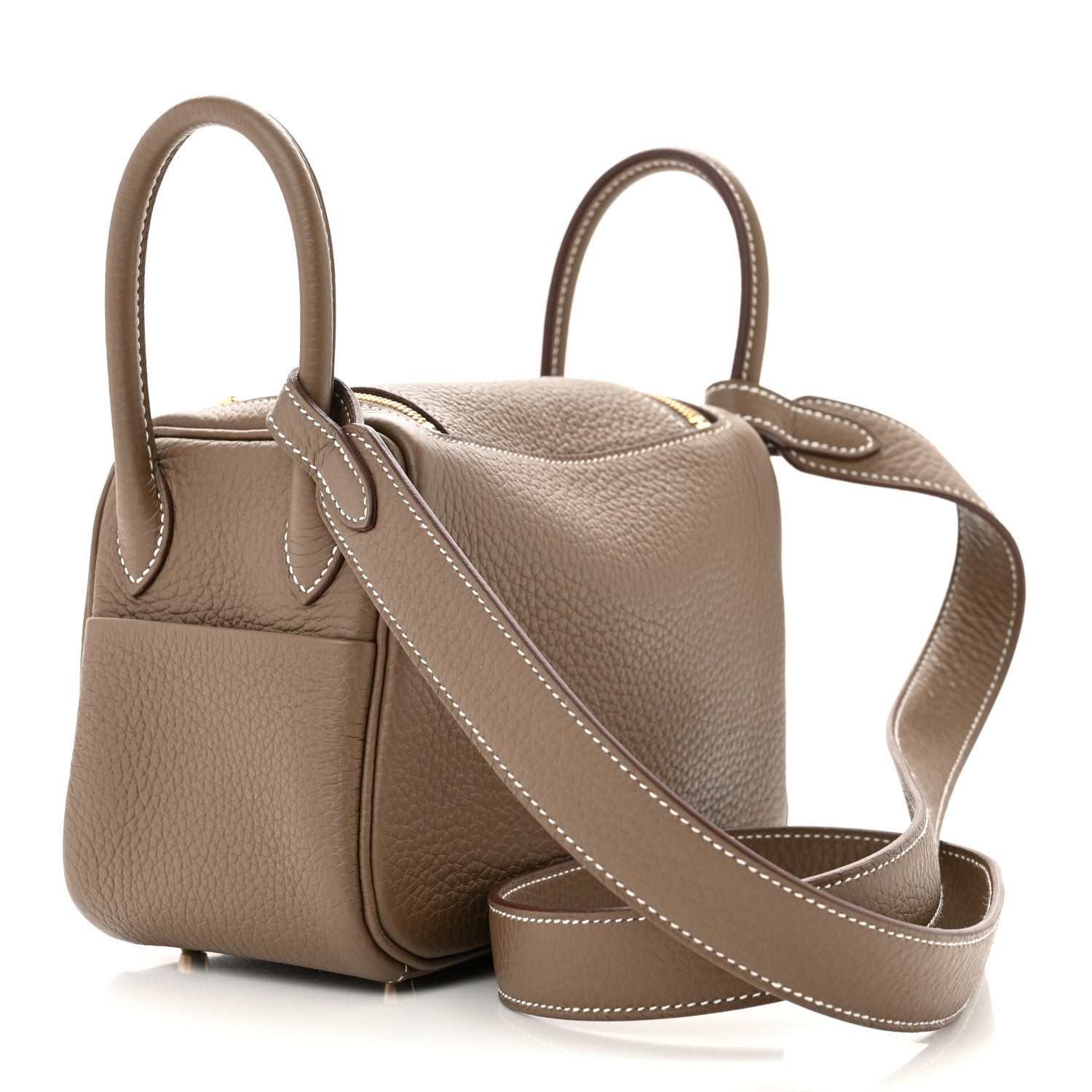 Hermes Taurillon Clemence Mini Lindy 20 Etoupe 3 of 11