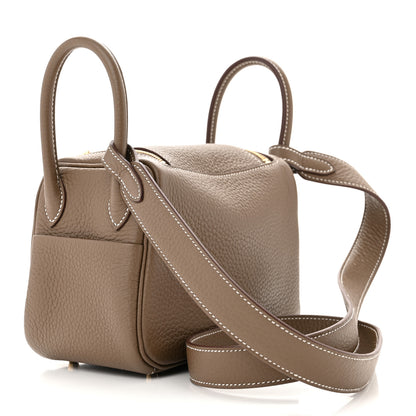 Hermes Taurillon Clemence Mini Lindy 20 Etoupe 3 of 11