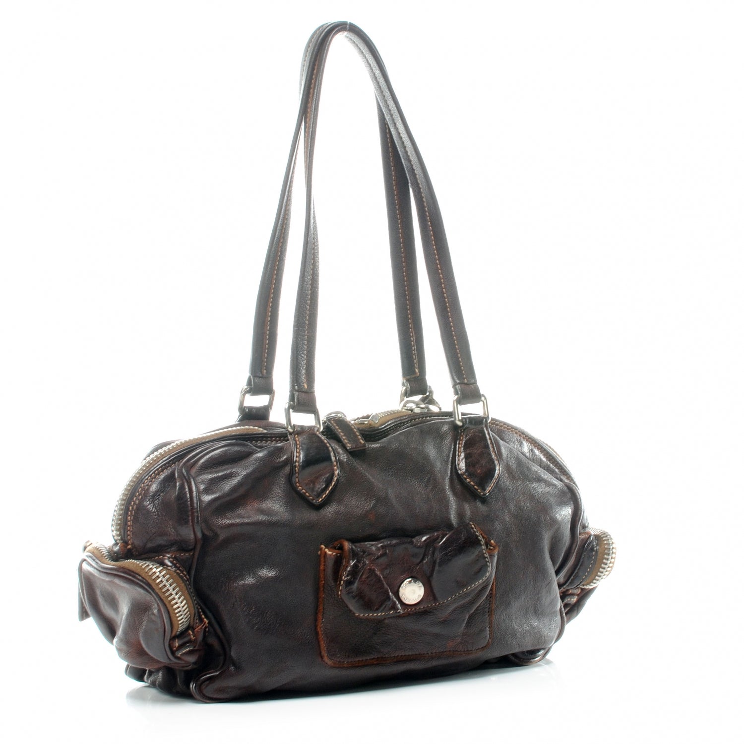 Prada Washed Buffalo Bauletto Moro 4 of 8