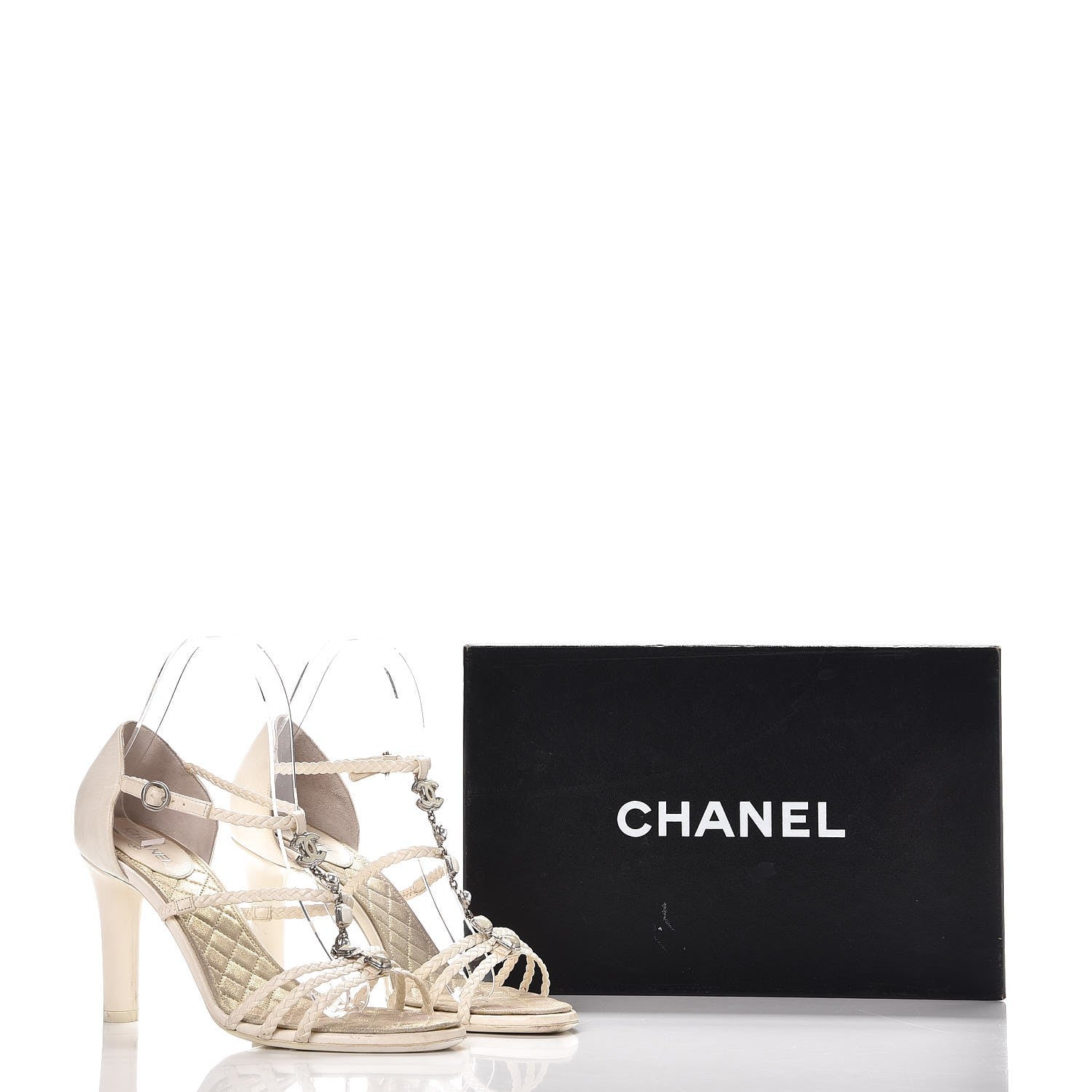 Chanel Lambskin Enamel Pearl CC Braided Sandals 39.5 Ivory 12 of 12