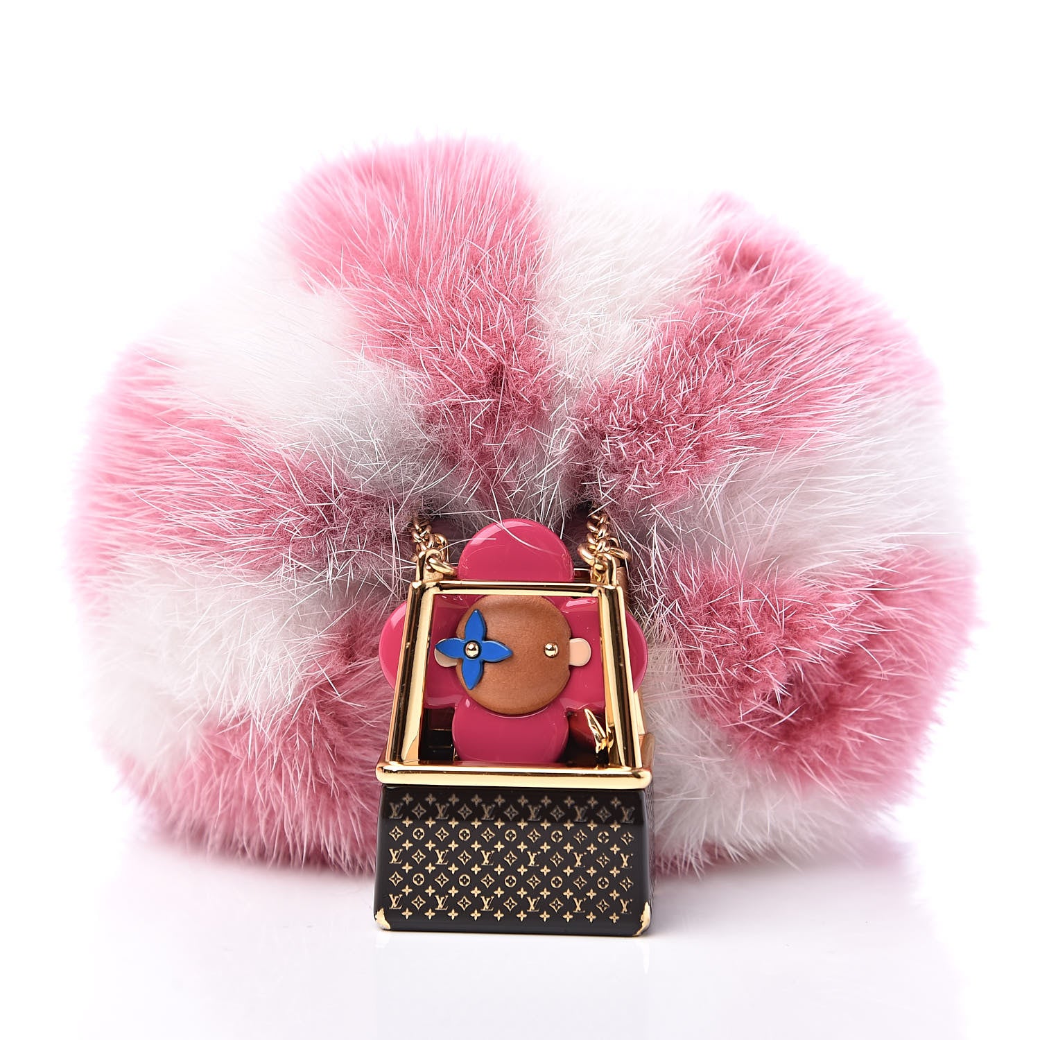 Louis Vuitton Mink Fur Vivienne Balloon Bag Charm Key Holder Pink 3 of 5