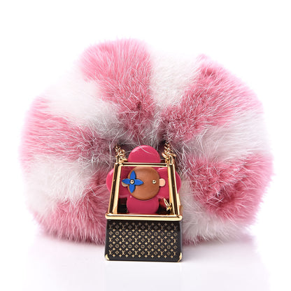 Louis Vuitton Mink Fur Vivienne Balloon Bag Charm Key Holder Pink 3 of 5