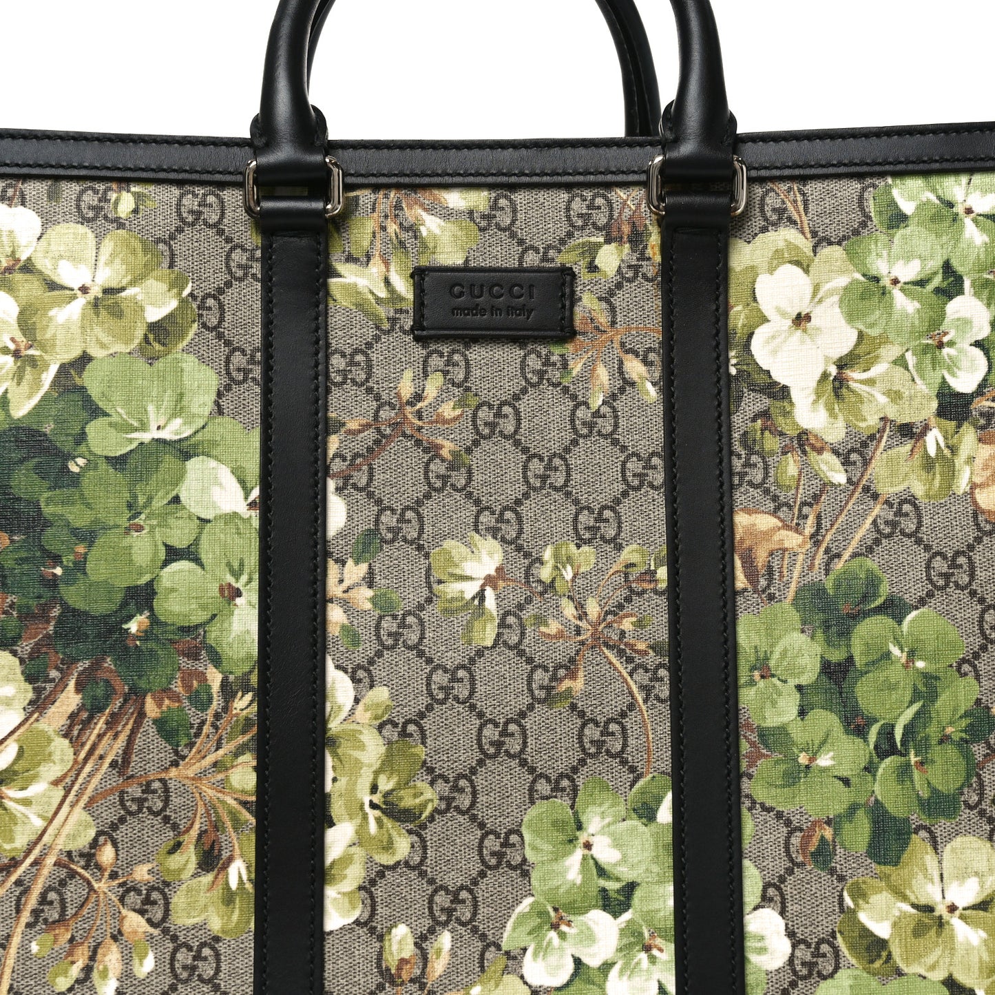 GG Supreme Monogram Blooms Vertical Tote Beige New Military Black