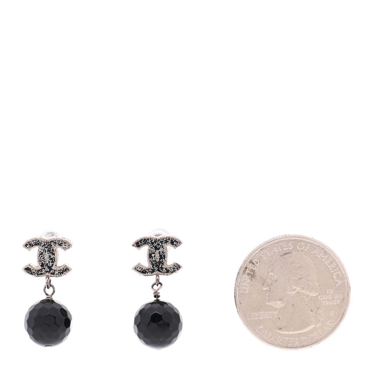 Glitter CC Bead Drop Earrings Black