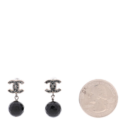 Chanel Glitter CC Bead Drop Earrings Black 2 of 5