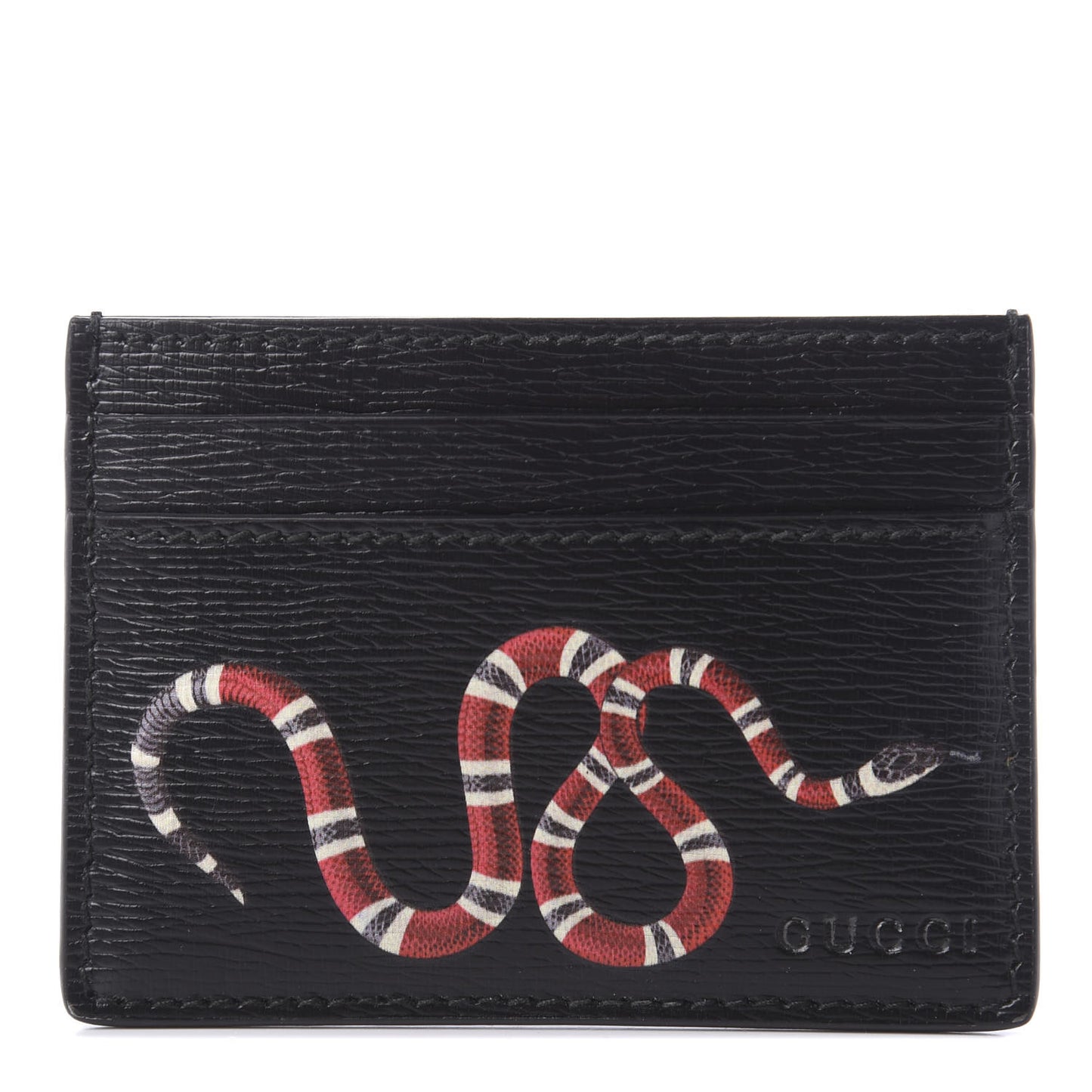 Calfskin Kingsnake Card Holder Black
