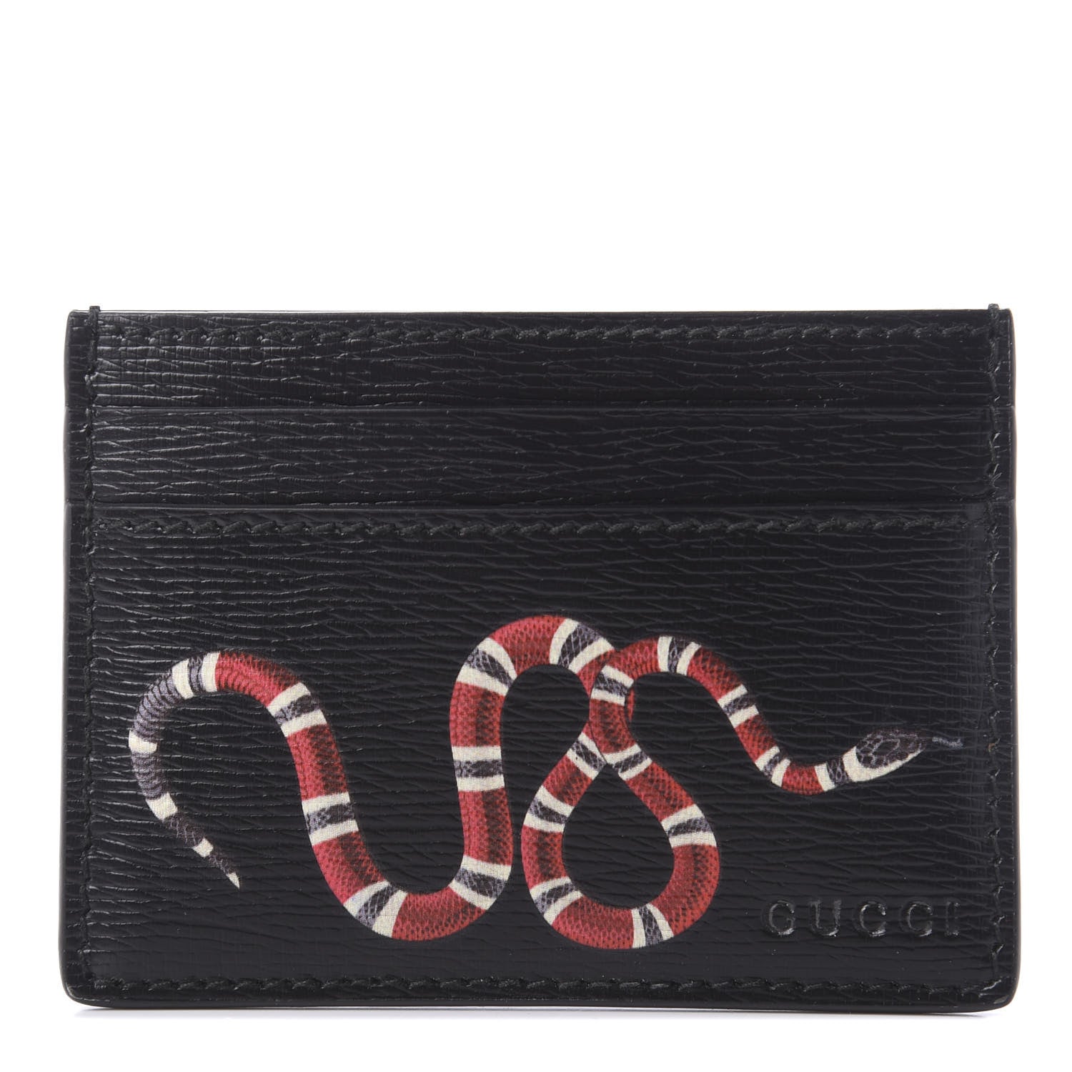 Gucci Calfskin Kingsnake Card Holder Black 1 of 9