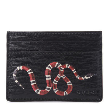 Gucci Calfskin Kingsnake Card Holder Black 1 of 9