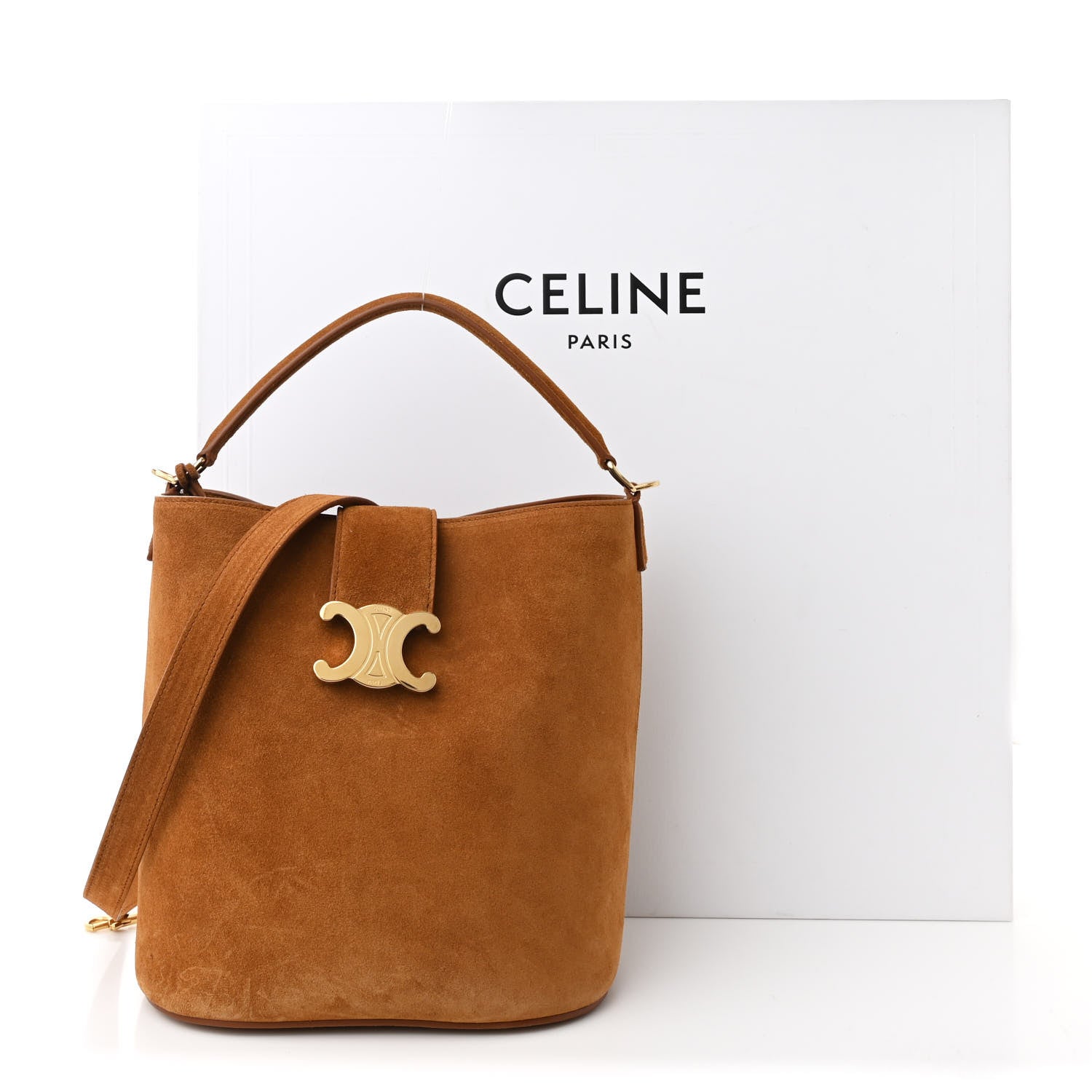 エルセーヌ Celine Suede Calfskin Triomphe Medium Louise Bag Pecan 1699602