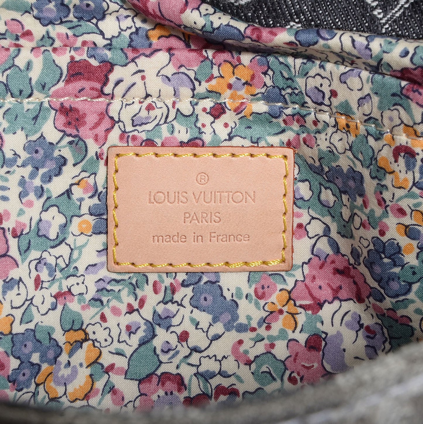Denim Patchwork Posty Messenger Bag Gris