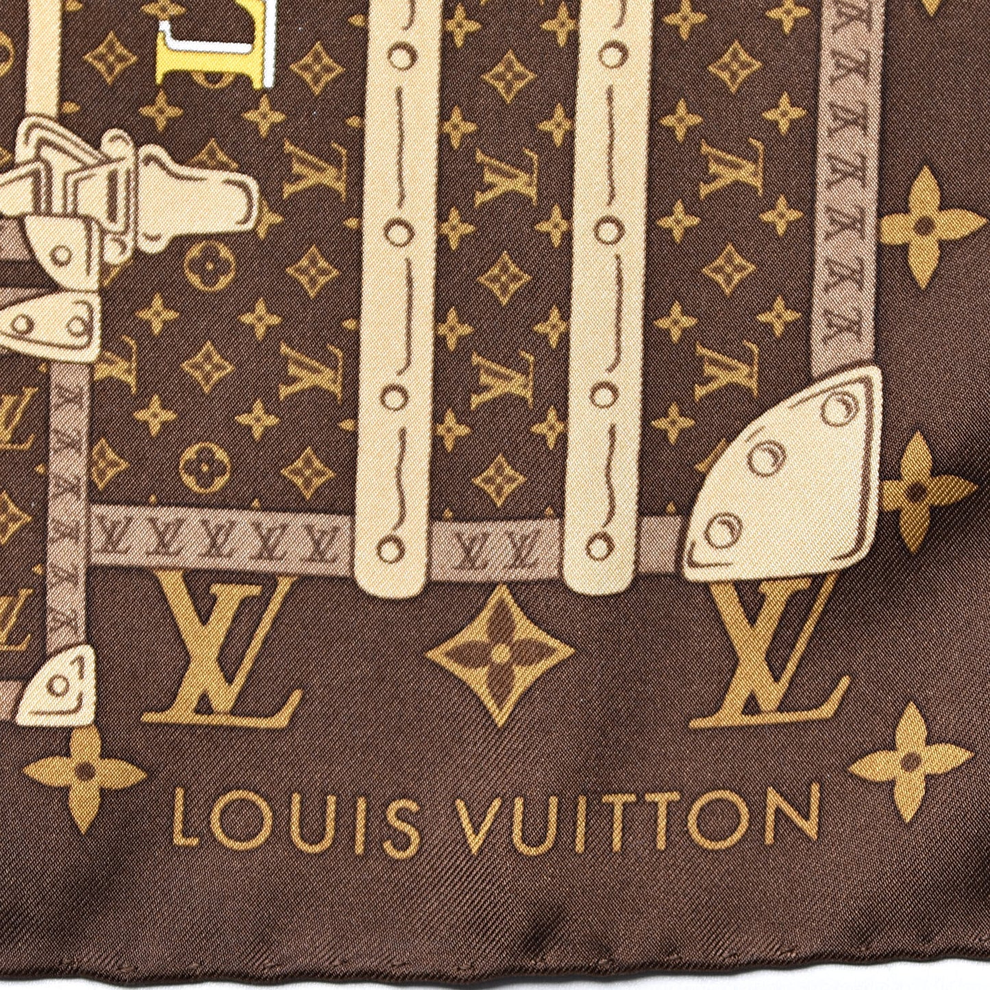 Silk Monogram Trunks Square Scarf Marroon