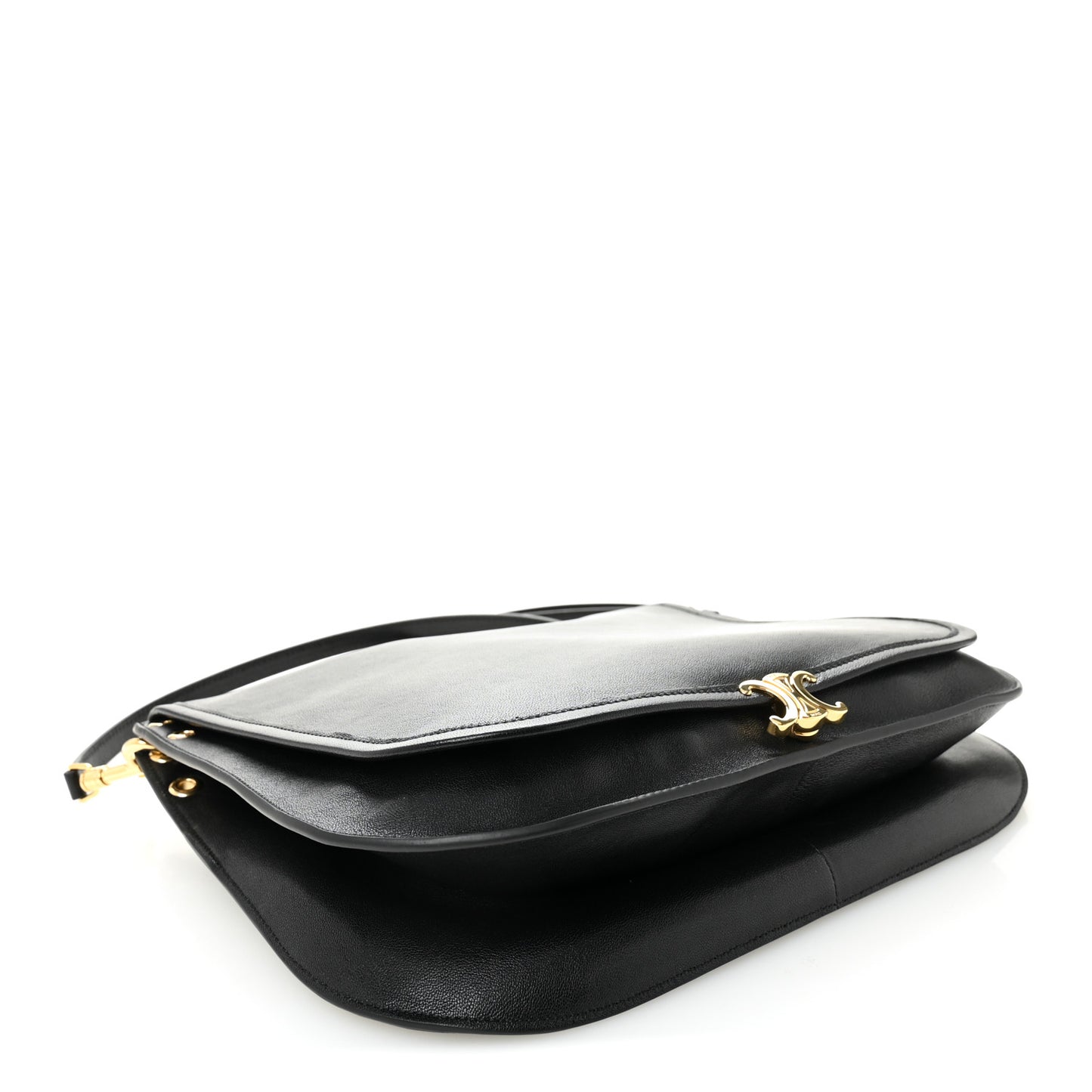 Shiny Lambskin Soft Triomphe Besace Bag Black