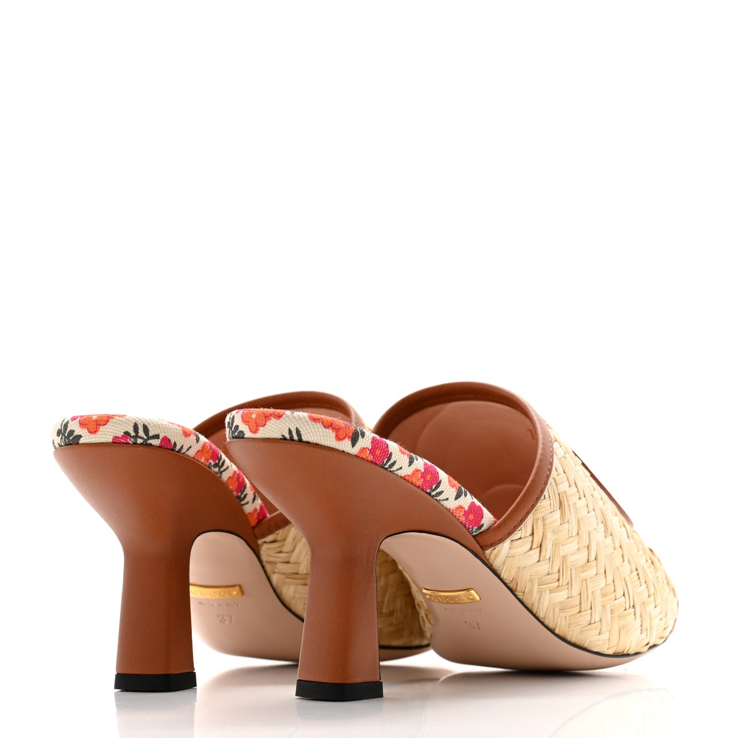 Raffia Malaga Kid Interlocking G Mabel Sandals 37 Natural