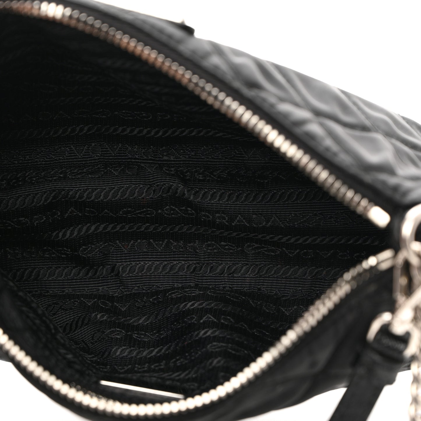 Nylon Tessuto Impuntu Quilted Crossbody Bag Black