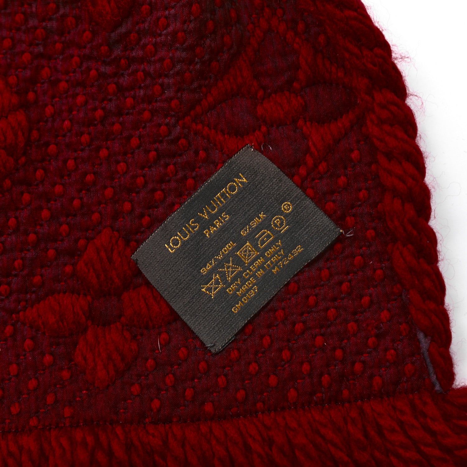 Louis Vuitton Wool Silk Logomania Scarf Rubis 3 of 4