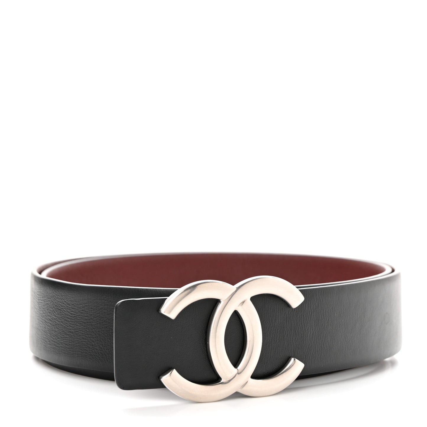 Calfskin CC Reversible Belt 80 32 Black Burgundy