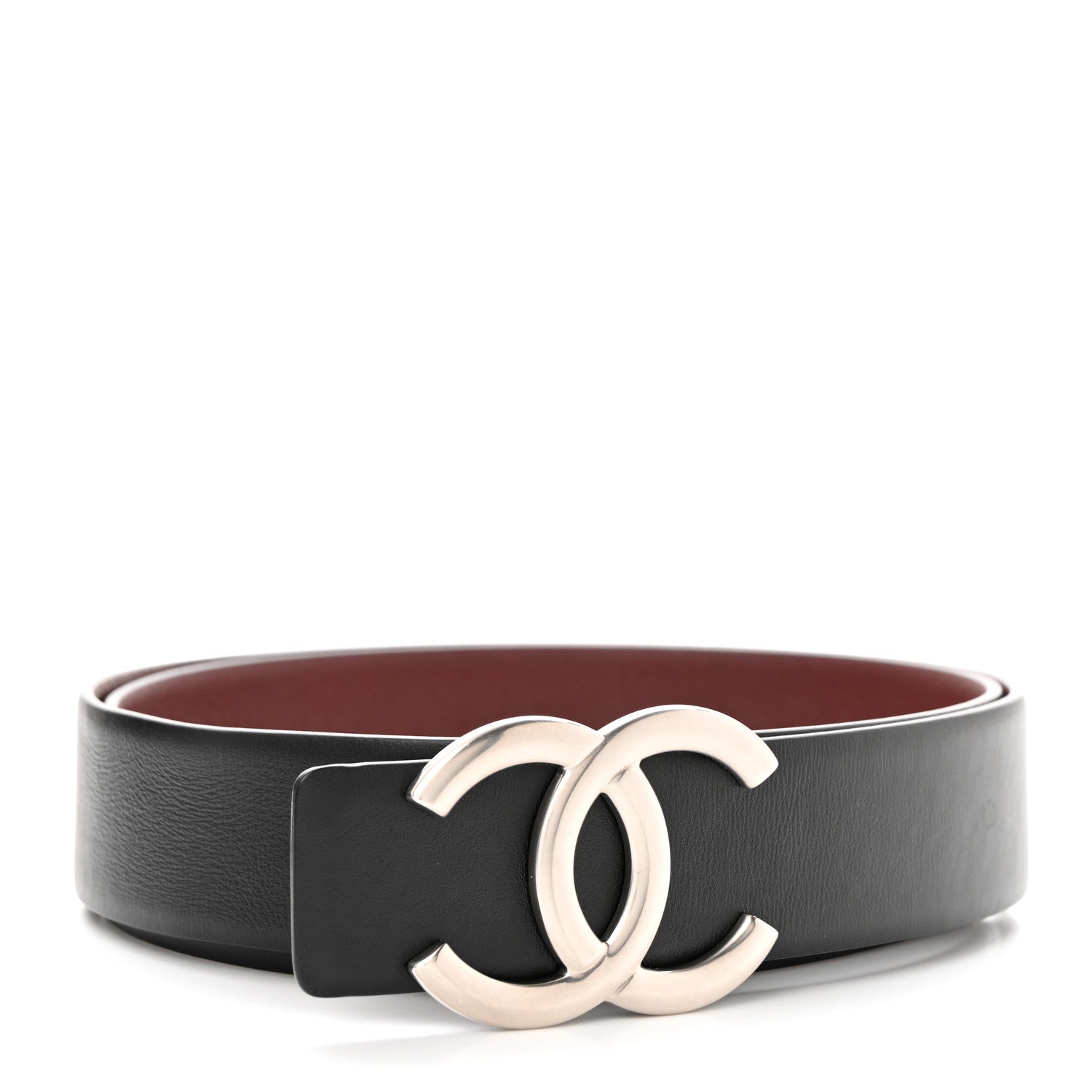 Chanel Calfskin CC Reversible Belt 80 32 Black Burgundy 2 of 8